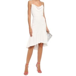 Alice + Olivia Adrina White Midi Crepe Dress